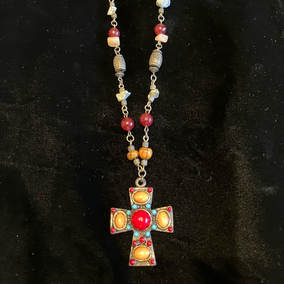 Hand Crafted Jewelry - _____________SOLD____________Elegant Stone enhanced Cross Necklace vintage